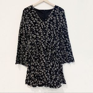 Bell-Sleeve Floral Print Mini Dress